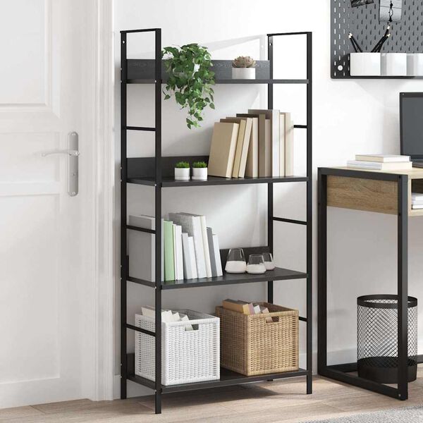 288222 vidaXL 4-Layer Book Shelf Black 60x27,6x124,5 cm Chipboard