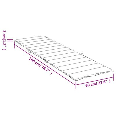 vidaXL Матрац для шезлонга Зелений 200x60x3 см Тканина