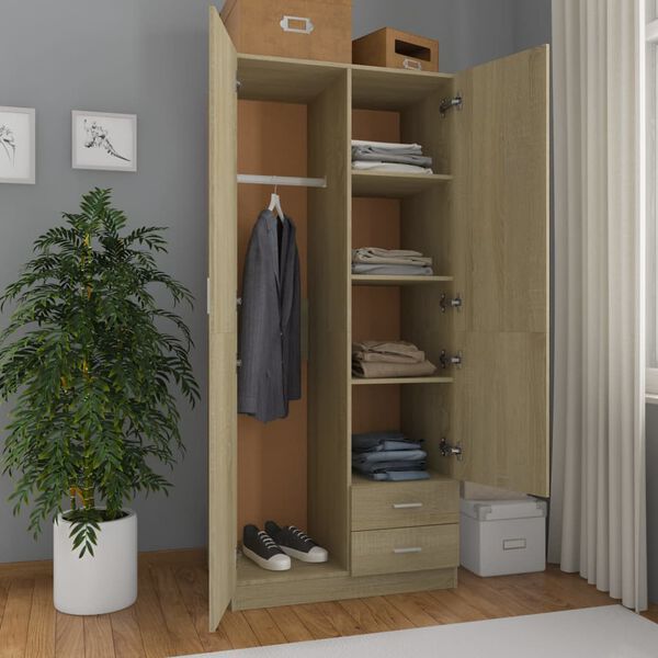 800642 vidaXL Wardrobe Sonoma Oak 80x52x180 cm Chipboard