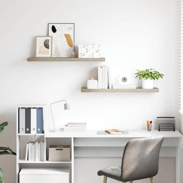 vidaXL Настінні полиці з прихованим кріпленням 2 шт Колір дуба 90x23,5x3,8 см МДФ