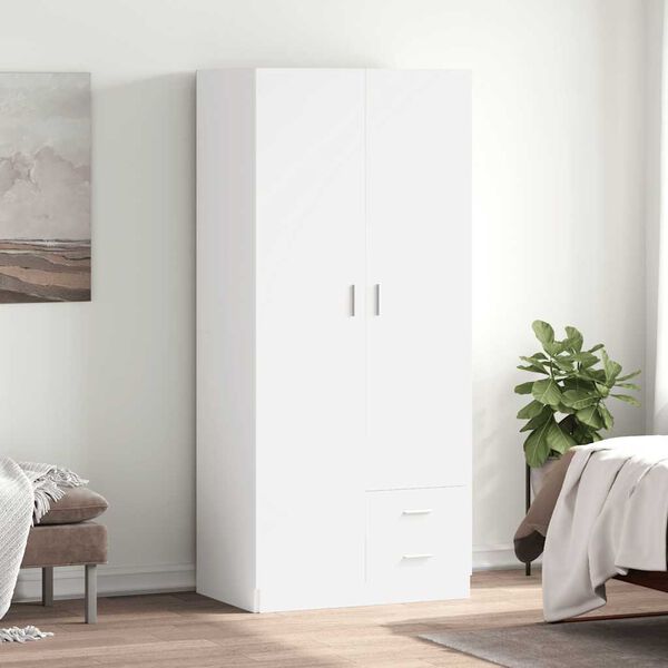 800639 vidaXL Wardrobe White 80x52x180 cm Chipboard
