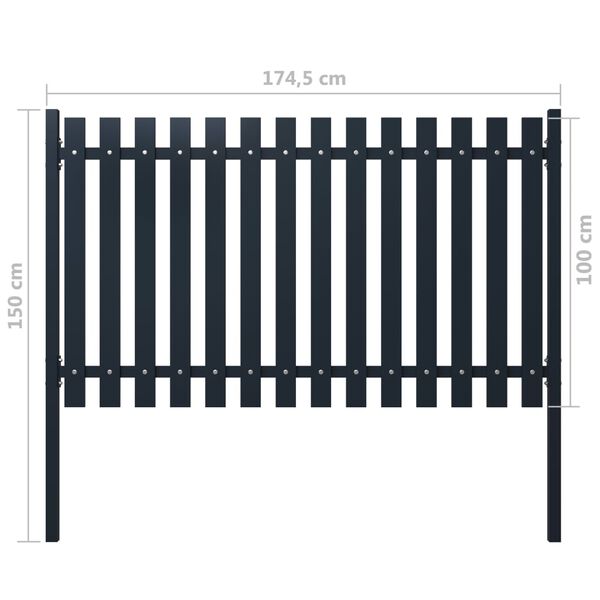 146471 vidaXL Fence Panel Anthracite 174,5x100 cm Powder-coated Steel