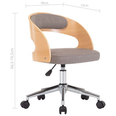 vidaXL Поворотний обідній стілець Сіро-Коричневий Гнуте дерево/Тканина