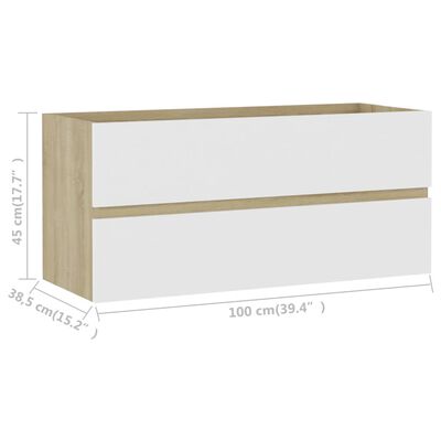vidaXL Комплект Меблів для Ванної Кімнати 2 Од. Білий/Дуб Сонома ДСП