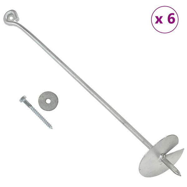 vidaXL Грунтові анкери 6 шт 10x60 см Оцинкований Метал