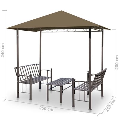 vidaXL Садовий павільйон зі столом і лавкою 2,5x1,5x2,4 м 180 г/м²