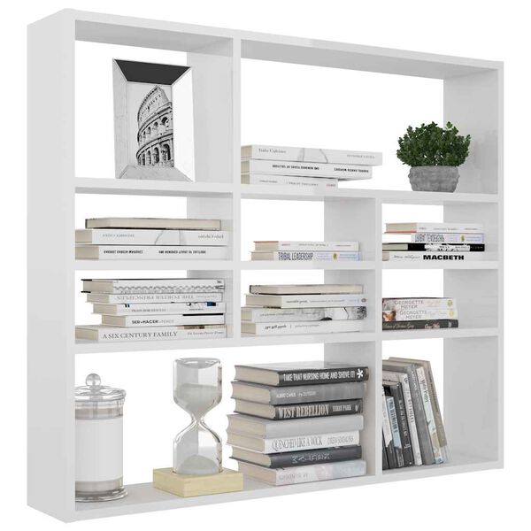 802945 vidaXL Wall Shelf High Gloss White 90x16x78 cm Chipboard