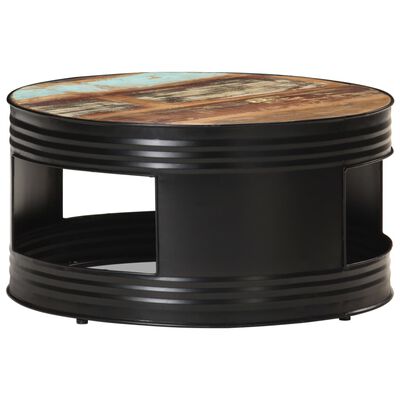 vidaXL Журнальний столик Чорний 68x68x36 см Масив відновленої деревини