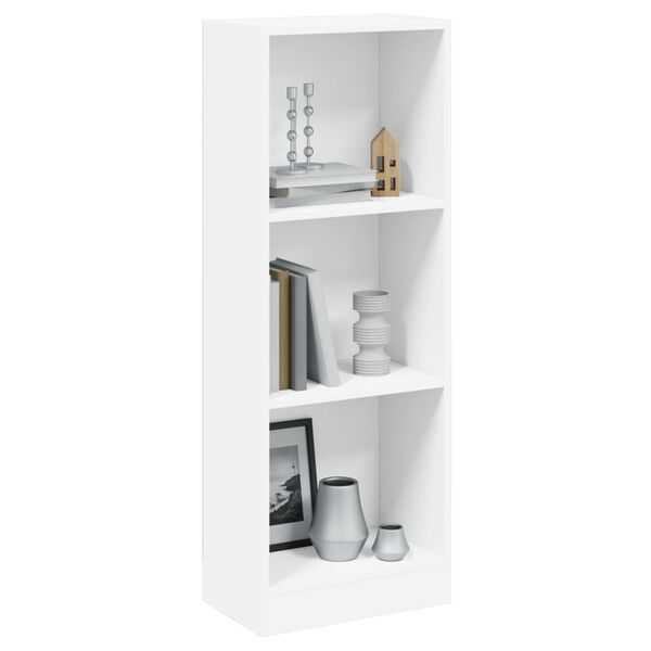 800828 vidaXL 3-Tier Book Cabinet White 40x24x108 cm Chipboard
