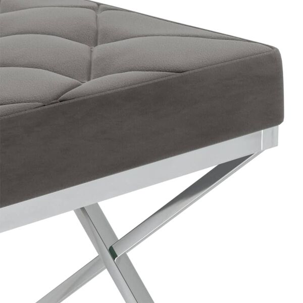 vidaXL Лавка Сірий 97 см Оксамитова Тканина і Нержавіюча Сталь