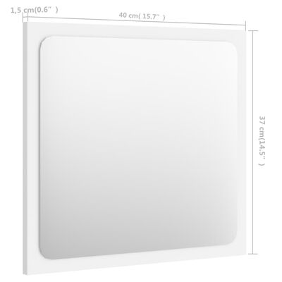 vidaXL Дзеркало для ванної кімнати Білий 40x1,5x37 см ДСП