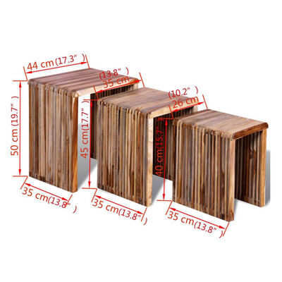 vidaXL Вкладні столики в комплекті 3 шт Відновлена тикова деревина