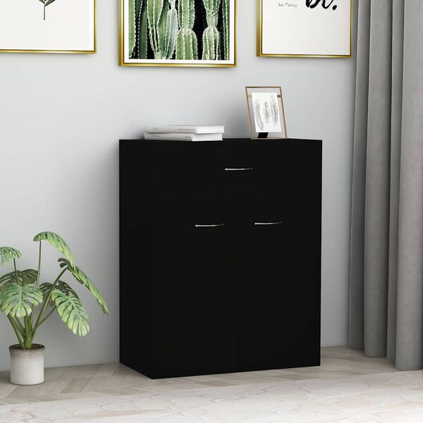 800712 vidaXL Sideboard Black 60x30x75 cm Chipboard