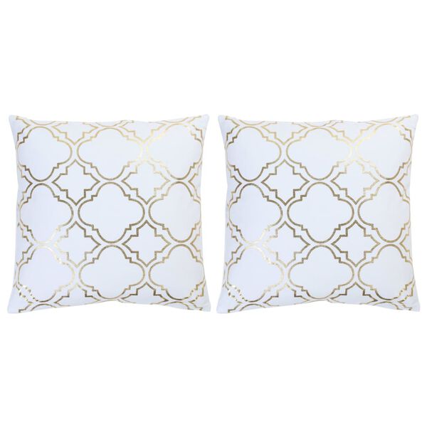 vidaXL Подушки 2 шт з Напиленням Білий зі Золотистим 40х40 см Бавовна
