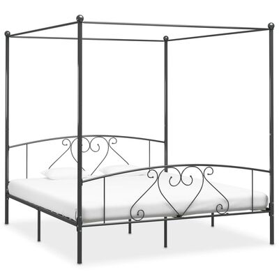 vidaXL Каркас ліжка з балдахіном Сірий 200х200 см Метал