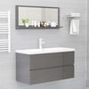 804588 vidaXL Bathroom Mirror High Gloss Grey 90x10,5x37 cm Chipboard