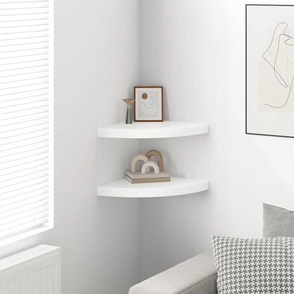 vidaXL Кутові полиці з прихованим кріпленням 2 шт Глянцевий білий 35x35x3,8см МДФ