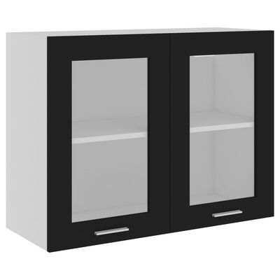 802530 vidaXL Hanging Glass Cabinet Black 80x31x60 cm Chipboard