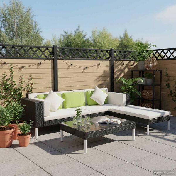 vidaXL Комплект Садових Меблів 4 Од. з Подушками Чорний Поліротанг