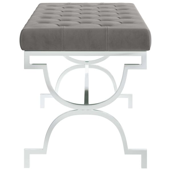 vidaXL Лавка Сірий 99 см Оксамитова Тканина і Нержавіюча Сталь