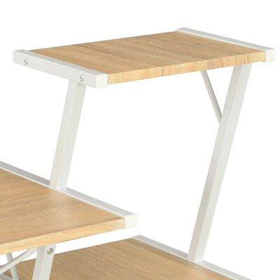 vidaXL Письмовий стіл з полицею Білий і колір дуба 116x50x93 см