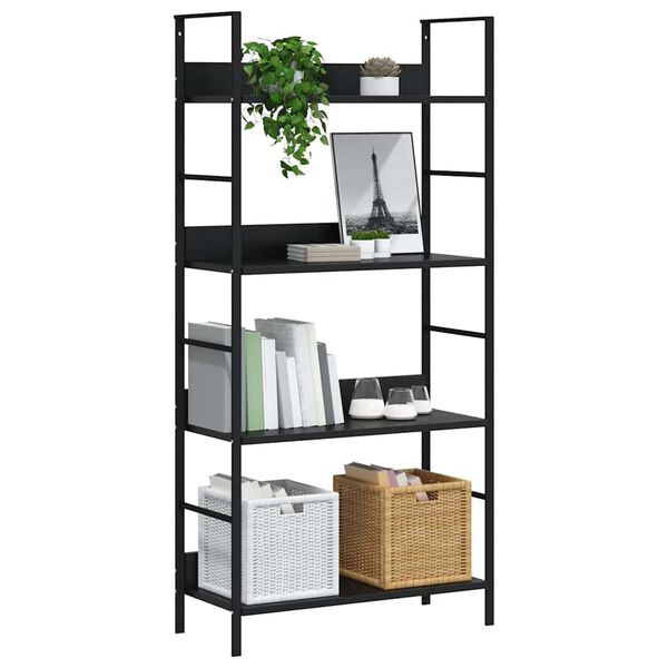 288222 vidaXL 4-Layer Book Shelf Black 60x27,6x124,5 cm Chipboard