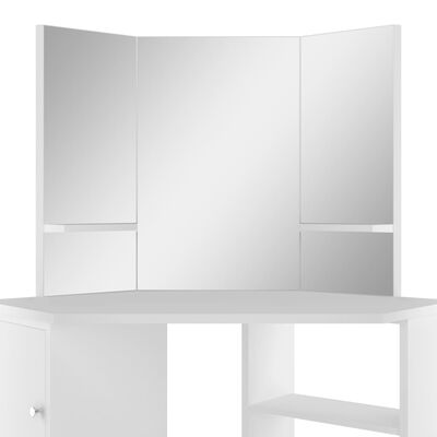 vidaXL Кутовий туалетний столик/столик для макіяжу Білий