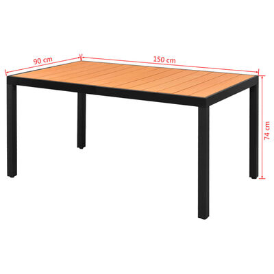 vidaXL Cадовий стіл Коричневий 150x90x74 см Алюміній і ДПК