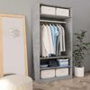 800229 vidaXL Wardrobe Concrete Grey 100x50x200 cm Chipboard