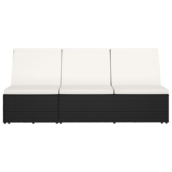 vidaXL Розкладний Лежак-Диван з Подушками Чорний Поліротанг