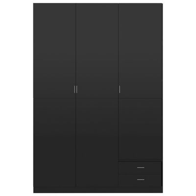 800799 vidaXL 3-Door Wardrobe High Gloss Black 120x50x180 cm Chipboard
