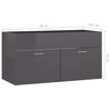 804673 vidaXL Sink Cabinet High Gloss Grey 90x38,5x46 cm Chipboard