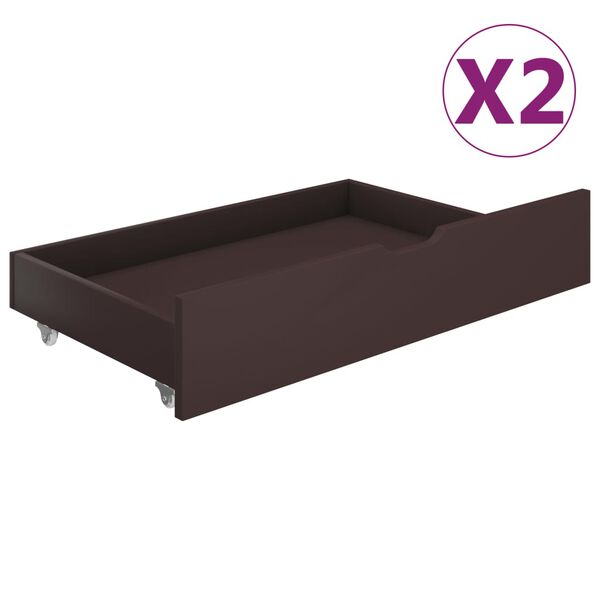 321988 vidaXL Bed Drawers 2 pcs Dark Brown Solid Pine Wood