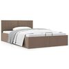 285597 vidaXL Hydraulic Storage Bed Frame Taupe Fabric 140x200 cm