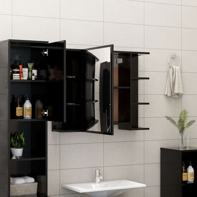 vidaXL Дзеркальна шафа для ванної кімнати Чорний 80x20,5x64 см ДСП