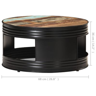 vidaXL Журнальний столик Чорний 68x68x36 см Масив відновленої деревини