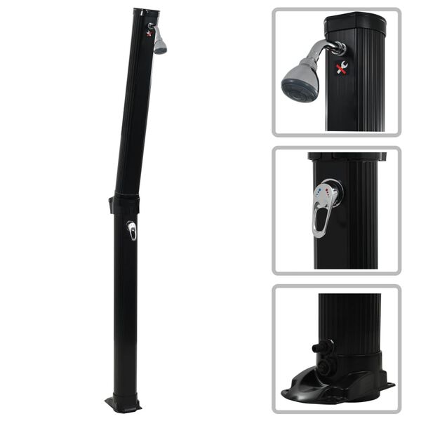 vidaXL Збірний Сонячний Душ Чорний 214 см 23 л