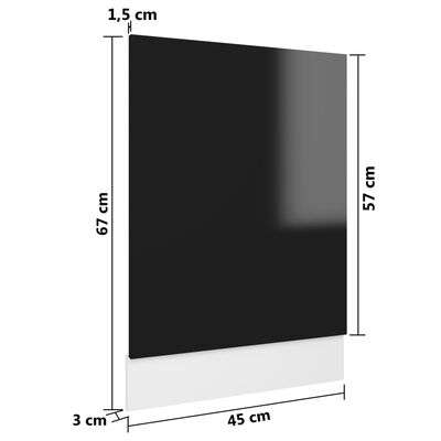vidaXL Панель для Посудомийної Машини Глянцевий Чорний 45x3x67 см ДСП