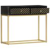 vidaXL Консольний Стіл Чорний і Золотистий 90x30x75 см Масив Манго
