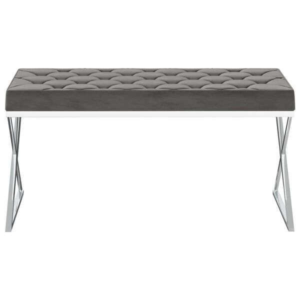 vidaXL Лавка Сірий 97 см Оксамитова Тканина і Нержавіюча Сталь