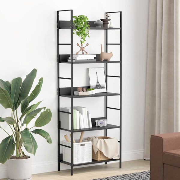288226 vidaXL 5-Layer Book Shelf Black 60x27,6x158,5 cm Chipboard