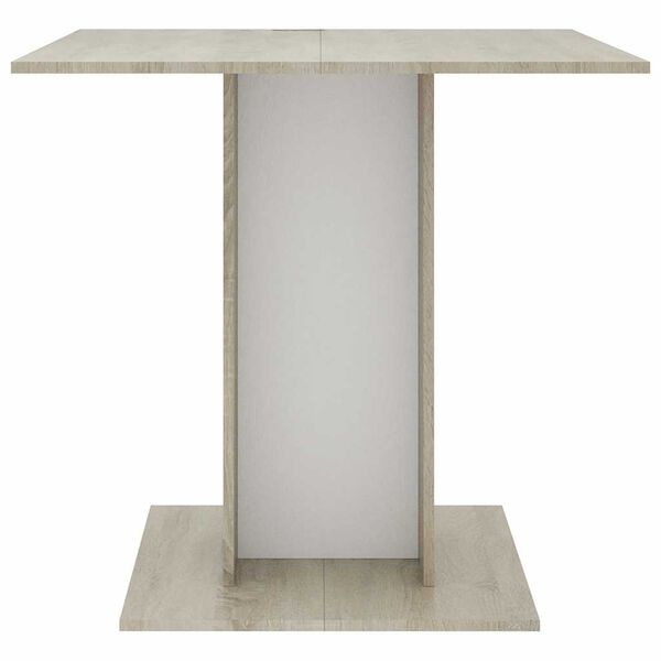 800257 vidaXL Dining Table White and Sonoma Oak 80x80x75 cm Chipboard