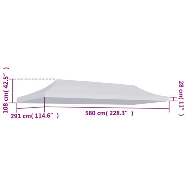 vidaXL Дах Святкового Шатра Білий 3х6 м