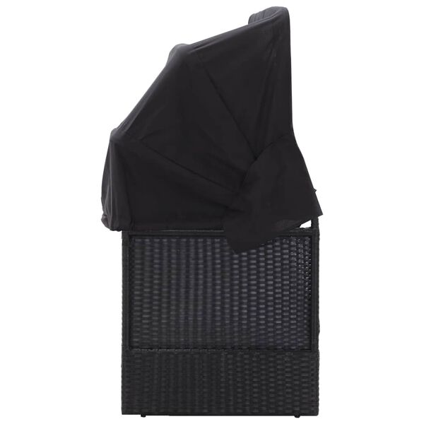 vidaXL Садовий диван-ліжко з навісом Чорний Поліротанг