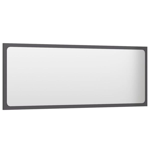 804637 vidaXL Bathroom Mirror High Gloss Grey 100x1,5x37 cm Chipboard