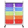 320410 vidaXL XXL 15-Drawer Mobile Storage Trolley Multicolour Plastic