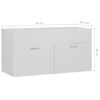 804671 vidaXL Sink Cabinet High Gloss White 90x38,5x46 cm Chipboard