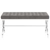 vidaXL Лавка Сірий 99 см Оксамитова Тканина і Нержавіюча Сталь