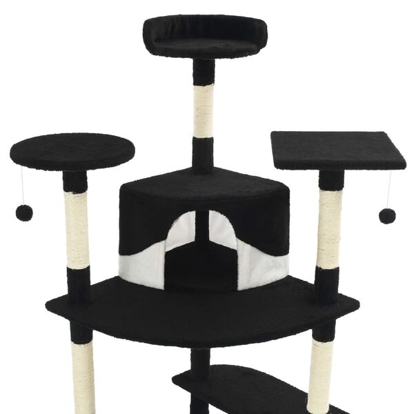 vidaXL Дерево для Котів з Сизальними Дряпками Чорний/Білий 203 см