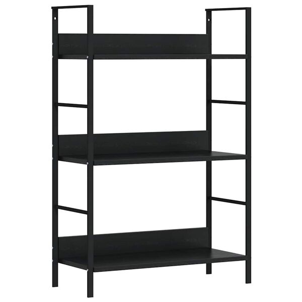 288218 vidaXL 3-Layer Book Shelf Black 60x27,6x90,5 cm Chipboard